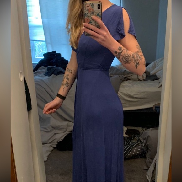 Lulu’s Denim Blue Wrap Maxi Dress - Picture 6 of 7